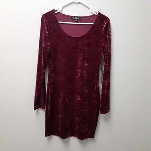 Lulus bodycon crushed red velvet burgundy mini dress Size Large NWT